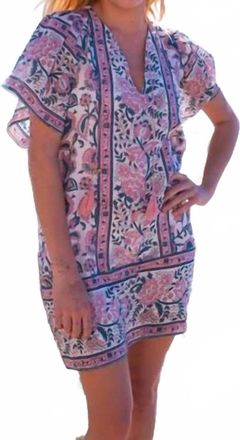 Bell Angel Kaftan Mini Dress In Pink And Green