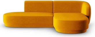 CXL by Christian Lacroix Sofá esquinero modular derecho 4 plazas de terciopelo amarillo