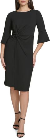 Kensie Elbow Length Bell Sleeve Sheath Dress in Black at Nordstrom Rack, Size 2