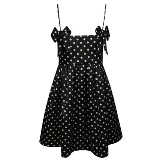 Ganni Short Dresses, female, Black, Size: XS Mini Abito Bretellina Stampa Pois