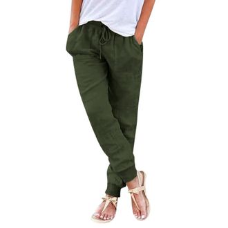 Generic Leisure Trousers for Women UK Petite - Womens Trousers Elasticated Waist Casual - Loose Casualpants with Pockets Joggers Baggy Casualtrousers Summertr