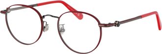 Moncler ML5204 Metal Round Eyeglasses - Burgundy