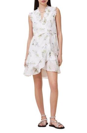 AllSaints Ari Floral Print Wrap Dress in Laci Ecru White at Nordstrom Rack, Size 10 Us / 14 Uk
