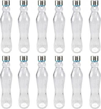 Trade Shop Trade Shop - Set 12 Pezzi Bottiglia In Vetro Con Tappo Acciaio 500ml Acqua Bevande