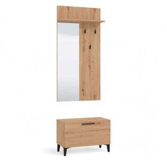 No Brand Mobile ingresso Terni in rovere artigiano con struttura in truciolare bilaminato colore bianco dimensioni 67x35x200 cm