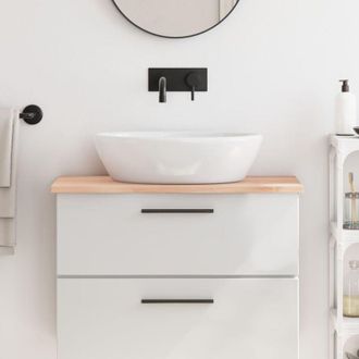 vidaXL Piano Bagno 80x40x2 cm in Legno Massello Non Trattato - Vidaxl