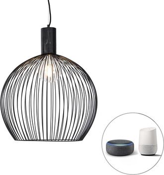 QAZQA Lampada a sospensione grande wire - Moderno - Acciaio - Nero - Oblungo E27 Max. 1 x 4.9 Watt