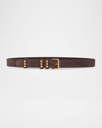 Valentino Garavani Rockstud Suede Belt, 30mm