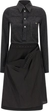 Maison Margiela Mouwloze midi-jurk - Dames - Shirt Kleedjes - Grijs - XS - Wol - Kleedjes