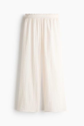 H&M Crinkled Beach Trousers in Cream at Nordstrom, Size X-Large