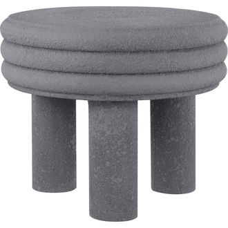 Jonathan Y Designs Rashida Modern Round Polyresin Indoor/Outdoor Low Accent Coffee Table, Chunky Ribbed Tripod Base, All-Weather in Gray Frosted at