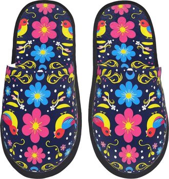 Generic Plush Slippers Colorful Mexican Soft Slippers Unisex House Shoes For Bedroom Ladies Winter M