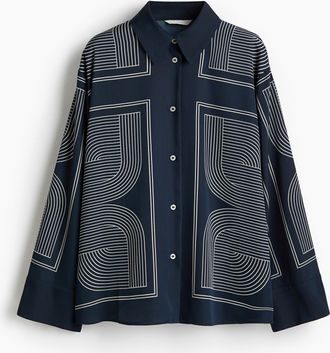 H&M Oversized Twillbluse - Blue