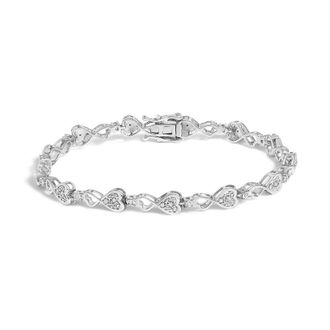 House of Brilliance 925 Sterling Silver 1/4 Cttw Diamond Infinity Heart Link Bracelet