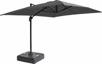 Oviala Parasol 4x3m 360&deg; inclinable con base con ruedas, gris