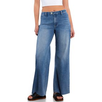 HINT OF BLU Flat Front Wide Leg Jeans in Ace Blue at Nordstrom, Size 27