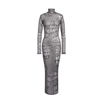 Dondup Slim Openwork Knit Dress - Dames - Kleedjes - Grijs - S - Katoen - Kleedjes