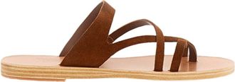 Ancient Greek Sandals Brown Daria Suede Flat Sandals
