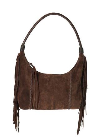 Carlos Falchi Fringe Suede Hobo Bag in Cocoa at Nordstrom