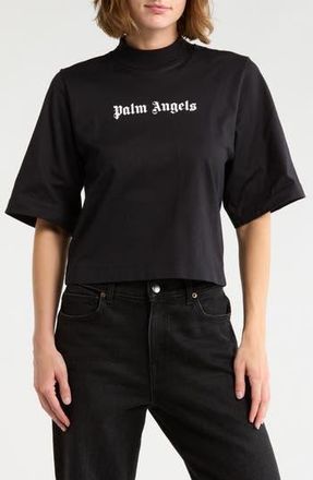 Palm Angels Logo Crop Graphic T-Shirt in Black White at Nordstrom Rack, Size Medium