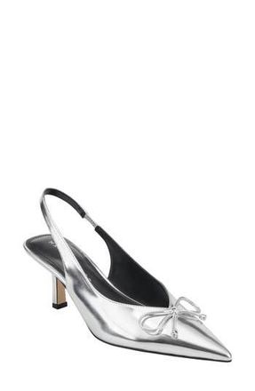 Marc Fisher Gretel Slingback Pointed Toe Bow Pump in Silver at Nordstrom Rack, Size 7