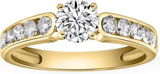 Pompeii3 1 Ct Diamond Engagement Ring With Channel Set Accents in 10k Yellow Gold Size Selectable