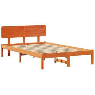 Berkfield Home Bed Frame with Headboard Wax Brown 140x190 cm Solid Pine Wood
