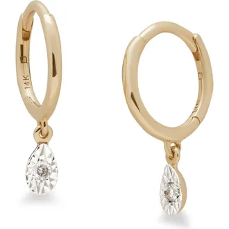 Monica Vinader Lab-Grown Diamond Teardrop Huggie Hoop Earrings in Yellow Gold at Nordstrom