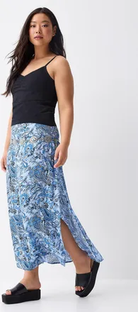 Twik Womens Textured crepe long slit skirt