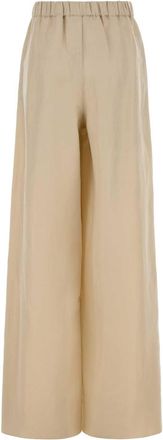 Max Mara Womens Moro Trousers Beige Linen Silk