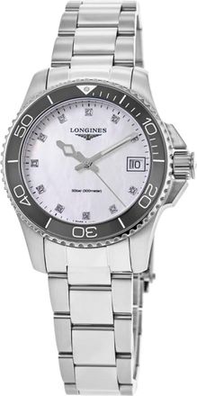 Longines HydroConquest Quartz Mother of Pearl Diamond Dial Steel Womens Watch L3.370.4.87.6
