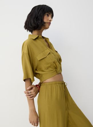 Icone Womens Elastic waist cropped blouse