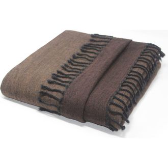 Melange Home Merino Wool Reversible Throw Blanket in Brown And Taupe at Nordstrom Rack