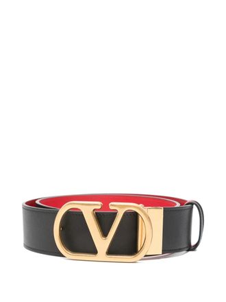 Valentino Garavani logo-buckle leather belt - Nero