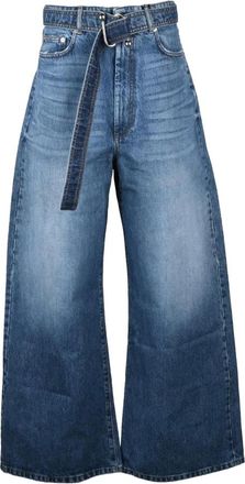 Sportmax Jeans, Dames, Blauw, W24, Katoen, Procida Wide Jeans