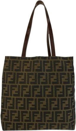 Fendi Pre-owned Tote Bags, female, Brown, Size: ONE SIZE Pre-owned Canvas Tote Bag
