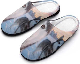 Generic Siberian Husky Print Womens Slippers Winter Warm House Shoes Indoor Outdoor Hotel Slipper