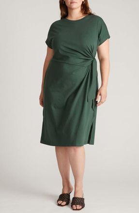 Universal Standard Crescent Knot T-Shirt Dress in Dark Green at Nordstrom, Size Xxx-Large