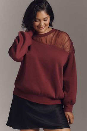 Maeve Sheer-Shoulder Pullover Knit Top