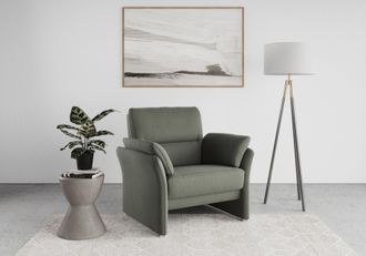 Domo Collection Sessel »Pina elegant und zeitloser Clubsessel, bequemer Cocktailsessel« Hoher Sitzkomfort, Microfaser hochflorig, dunkelgrün