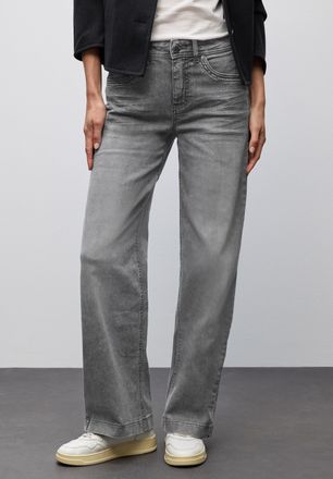 Street One Weite Jeans STREET ONE, Damen, Gr. 30, L&auml;nge 32, light grau random washed, Denim/Jeans, Obermaterial: 63% Baumwolle, 25% Polyester, 10% Viskose, 2% El