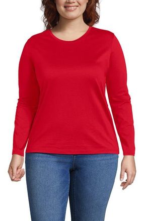 Lands End Plus Size Supima Cotton Long Sleeve Crewneck T-Shirt in Compass Red at Nordstrom, Size 3X