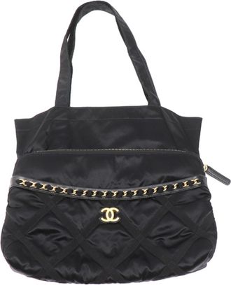 Chanel Black Nylon Pouch Tote Bag (Pre-Owned)