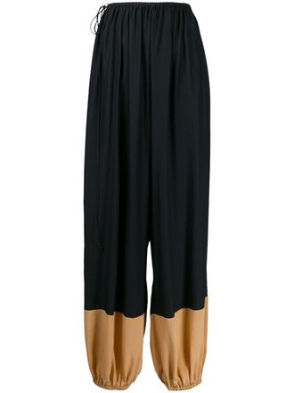 Stella McCartney contrast-panel baggy trousers - women - Cotton - 40 - Black