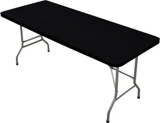 No Brand Manteles El&aacute;sticos, 244 X 76 Cm, Mantel Poli&eacute;ster Resistente Impermeable Picnic, Lavable Resistente Ara&ntilde;azos, Mesas Plegables, 244 X 76 Cm, Negro