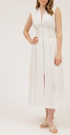 August Sky Front Zip Midi Dress in White at Nordstrom Rack, Size Medium
