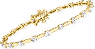 Ross-Simons Lab-Grown Diamond Link Station Bracelet in 18kt Gold Over Sterling