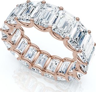 Pompeii3 9Ct Emerald Cut Diamond U Prong Eternity Ring 14k Gold or Platinum Lab Grown