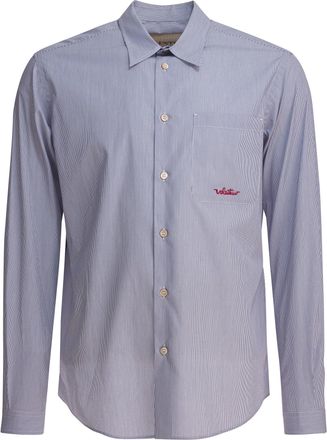 Valentino Cotton Shirt With Logo Shirts Light Blue-Uomo
