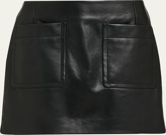 Bottega Veneta Patch Pocket Leather Mini Skirt
